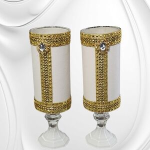 Elegant Gold and White Candle Holders